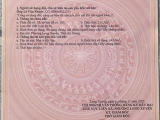 Bán nhà riêng 3pn, 2wc, 213.5m2 tại hà hoàng hổ, mỹ xuyên, long xuyên, an giang, 27 tỷ