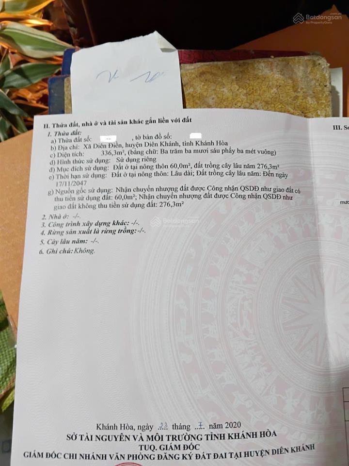 Bán lô đất đẹp diên điền diên khánh, vùng ven nha trang, giá chỉ 3 triệu/m²