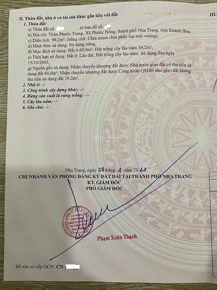 Bán lô đất đẹp phước trung (phước đồng cũ) phường nam nha trang. giá 1tỷ350(13,5tr/m²)