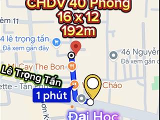 Bán nhà chdv 40phòng, 16x12, 192m2, 3 mặt thoáng, hẻm xe tải thông, sát đh công thương