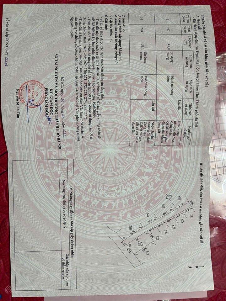 Em bán căn biệt 45m2 lô góc trạch mỹ lộc, phúc thọ, hn. cách ql32 chỉ 800m, xe 4c đỗ trước đất. .