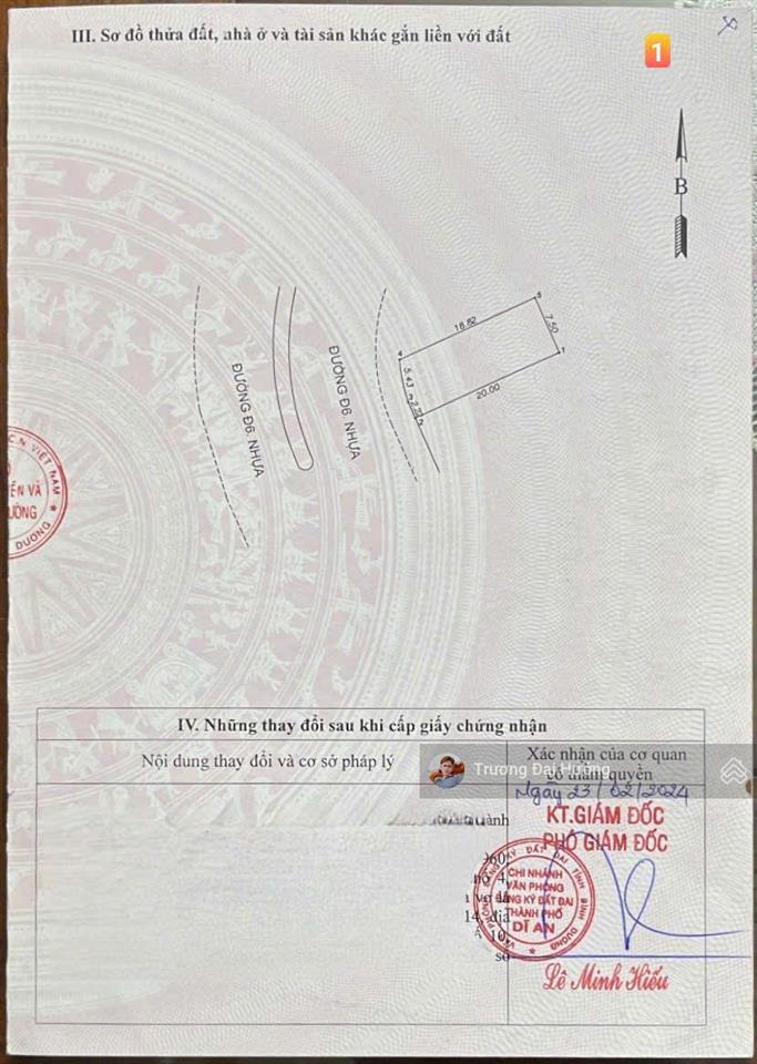 Bán 2 lô đất đường 32m  kdc châu thới, bình an, dĩ an  6,5 tỷ/1lo tl