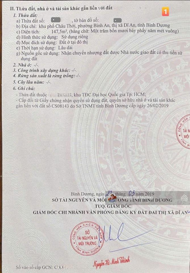 Bán 2 lô đất đường 32m  kdc châu thới, bình an, dĩ an  6,5 tỷ/1lo tl