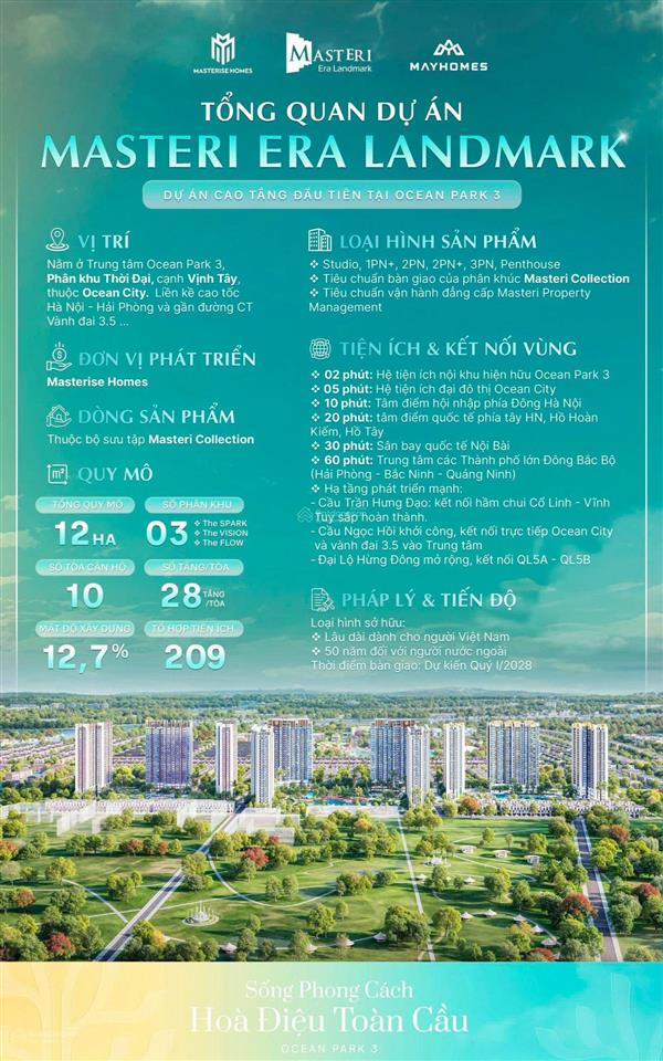 Masterise homes chính thức giới thiệu masteri era landmark tại ocean park 3