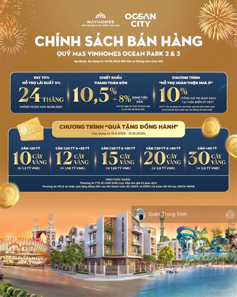 Booking liền kề vịnh xanh nhận ưu đãi lớn  vinhomes ocean park 3   0989 688 ***