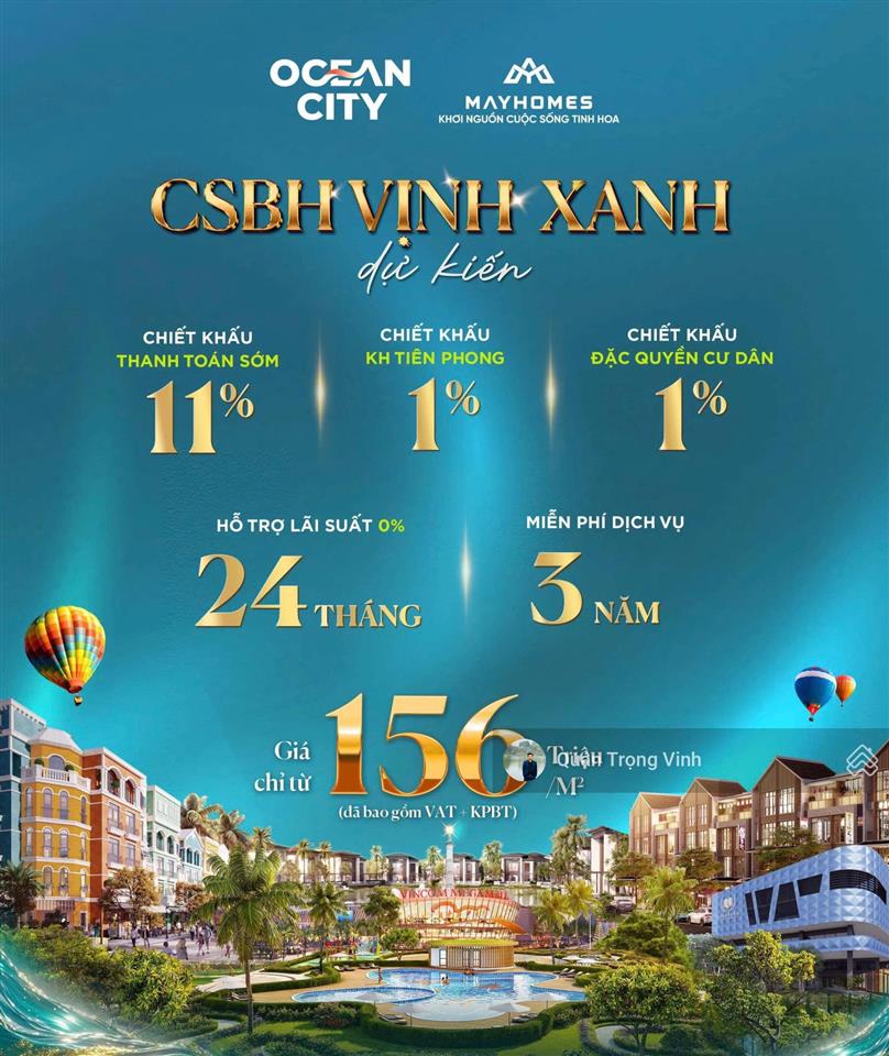Booking liền kề vịnh xanh nhận ưu đãi lớn  vinhomes ocean park 3   0989 688 ***