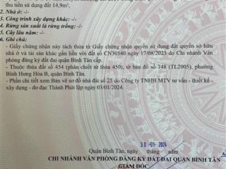 Bán đất mặt tiền 145 đường số 8,bhhb. bình tân. ngay kênh mương lệ 437m 149m2 full thổ cư.6.2ty