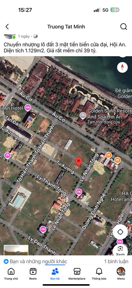 Bán đất mặt tiền âu cơ, cửa đại, hội an