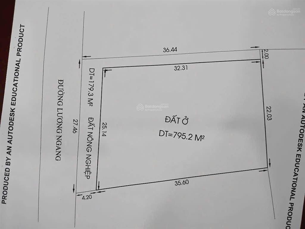 Cần bán 1000m2 mặt tiền đường lương ngang dt 25x35m. có 795m2 đất ở