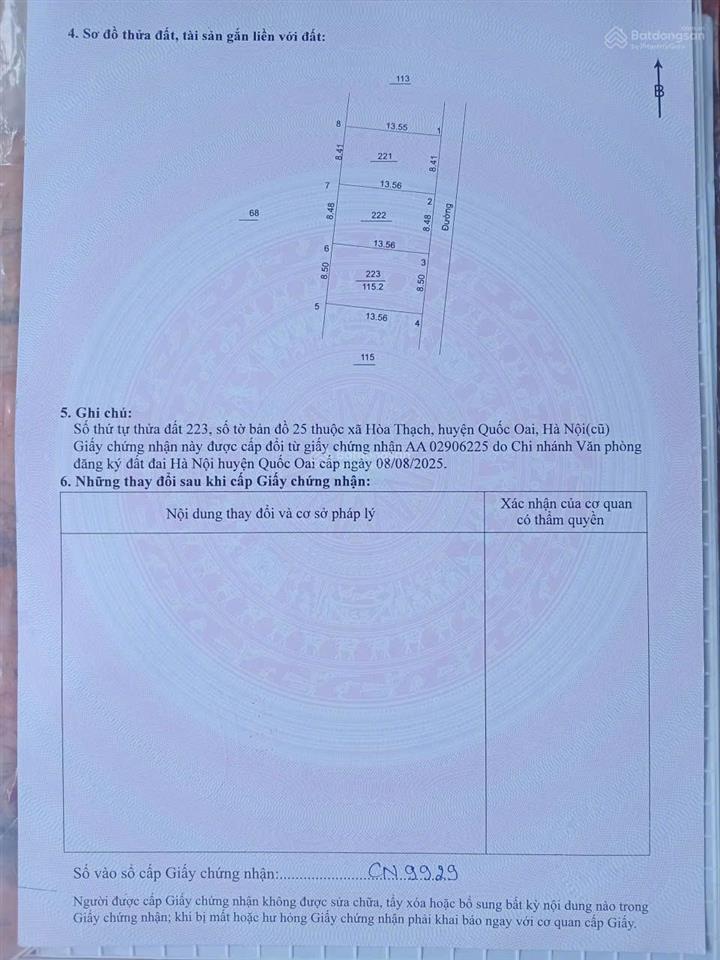 Bán đất 21a, phú cát, quốc oai, hà nội, 2,222 tỷ, 115m2, hot!