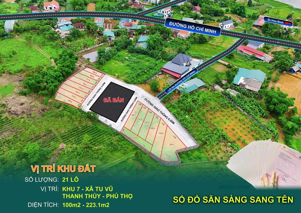 Chính chủ 360 triệu/lô làn 2 đường hcm 110m2 đến gần 200m2/ lô đất, đường 2 oto tải đua