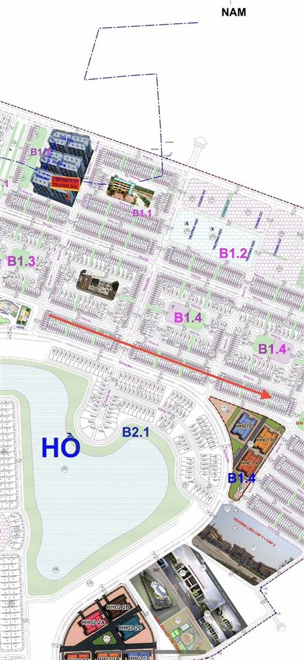 Bán liền kề đường to 17m cạnh hồ, công viên, khu dân cư hiện hữu khu b1.3