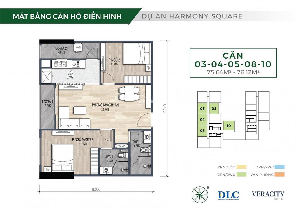 Bán gấp căn hộ 2pn chung cư harmony square nguyễn tuân