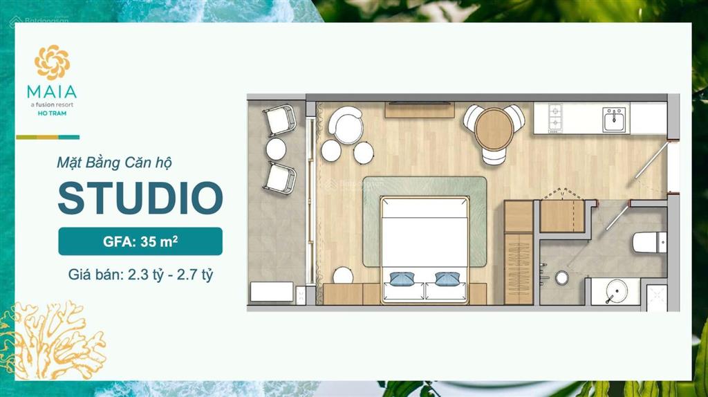 Bán căn studio 2,3 tỷ view biển trong tổ hợp the grand hồ tràm, full nội thất 5 sao