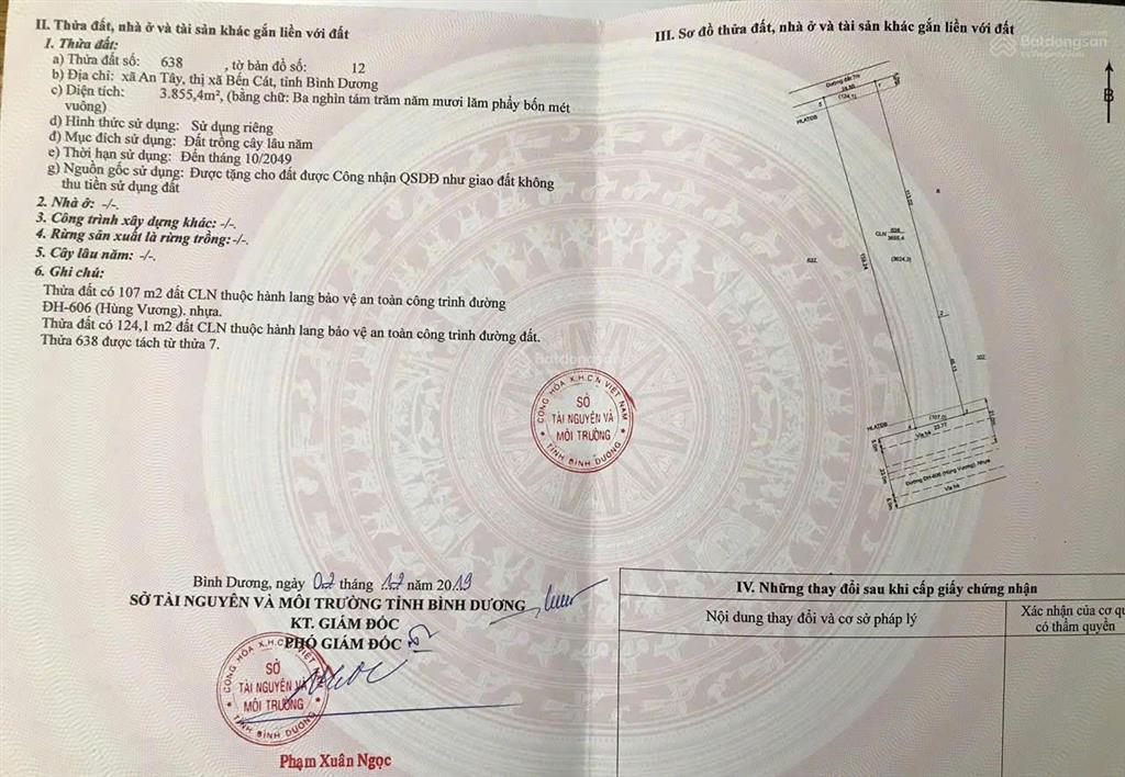 3855m2  2 mặt tiền đường lộ 7a , an tây , bến cát  ngay khu công nghiệp rạch bắp  giá 26 tỷ