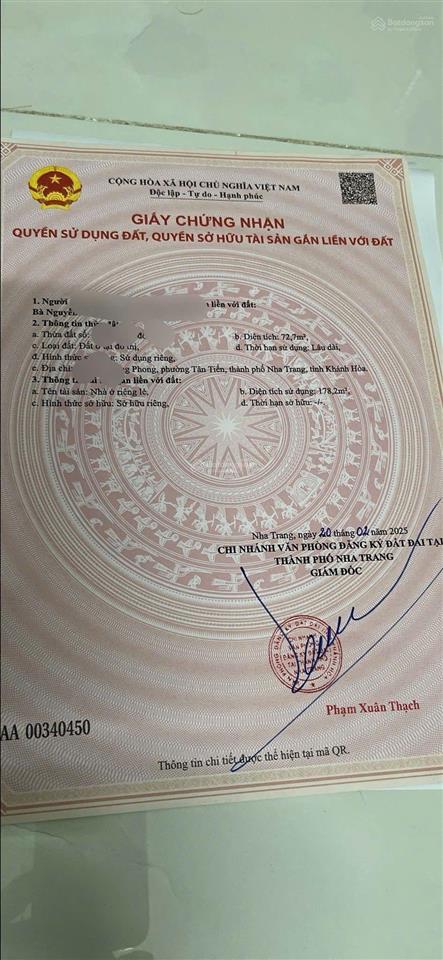 Bán nhà biệt thự 3pn, 3wc tại bắc vĩnh hải, 96 triệu / m2, 52m2 đẹp, nhiều tiện ích