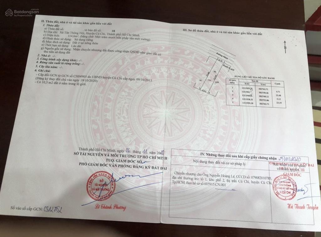 Chủ định cư nước ngoài bán lô đất thổ cư 100% ngay chợ việt kiều 114m2. giá 1 tỷ 6 , sổ hồng riêng