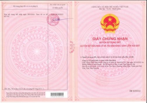 4 tỷ/lô kđt yên bình đối diện nhà máy samsung thái nguyên, 143 m2,mặt sau shophouse, tiềm năng cao