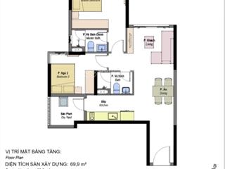 Cho thuê cc the habitat binh dương gđ3 ngay kcn vsip1 gần aeon, 2pn 2wc dt 69,9 m2 đầy đủ nội thất