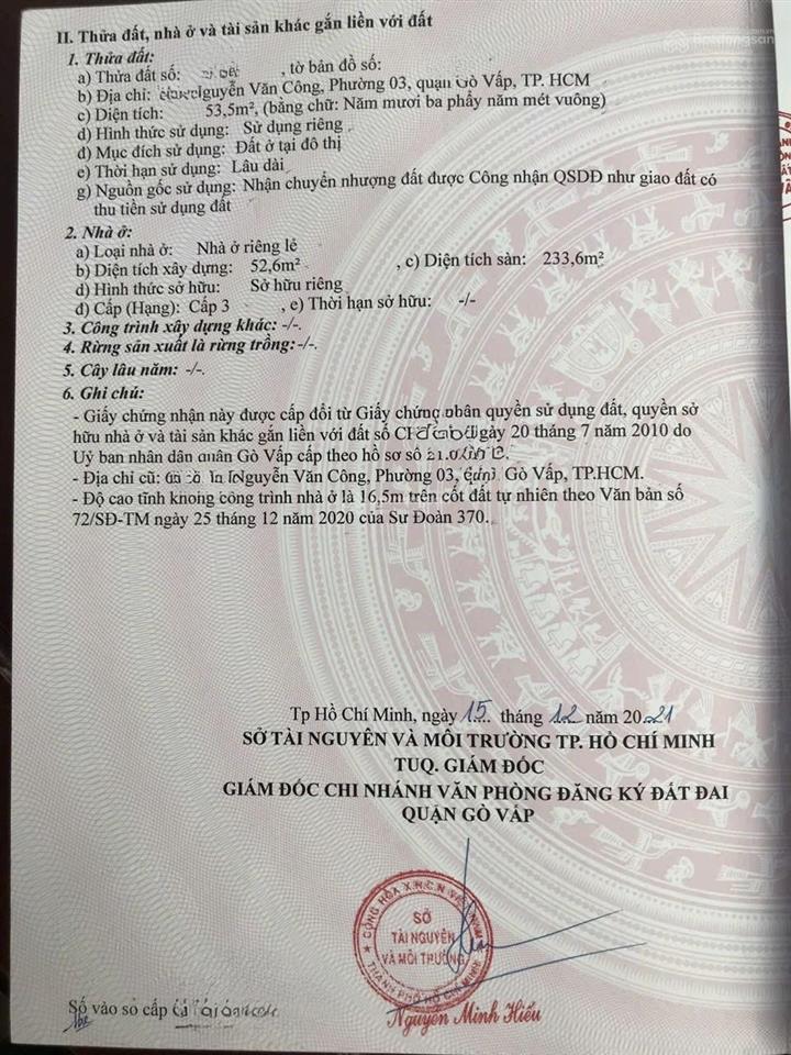 Bán nhà mặt tiền nguyễn văn công,gò vấp, hcm, 4x15, 1 trệt 3 lầu 1 sân thượng