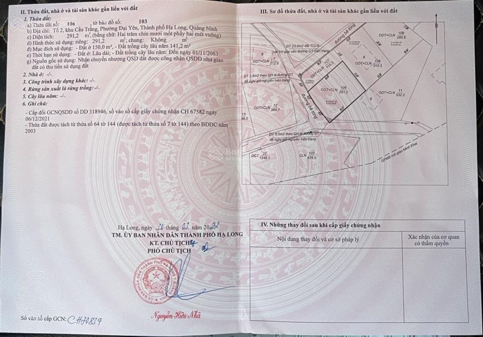 Bán đất chính chủ tại đại yên  quảng ninh