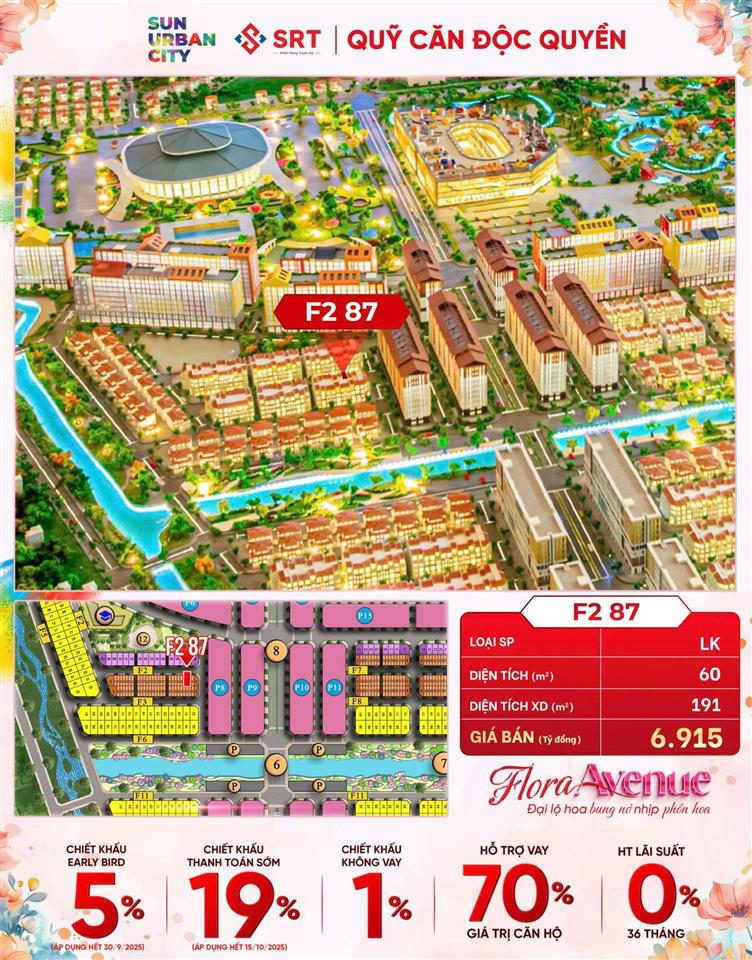 Cơ hội cuối sở hữu lk pk giãn xây flora avenue, view công viên nội khu hướng nam vip nhất dự án
