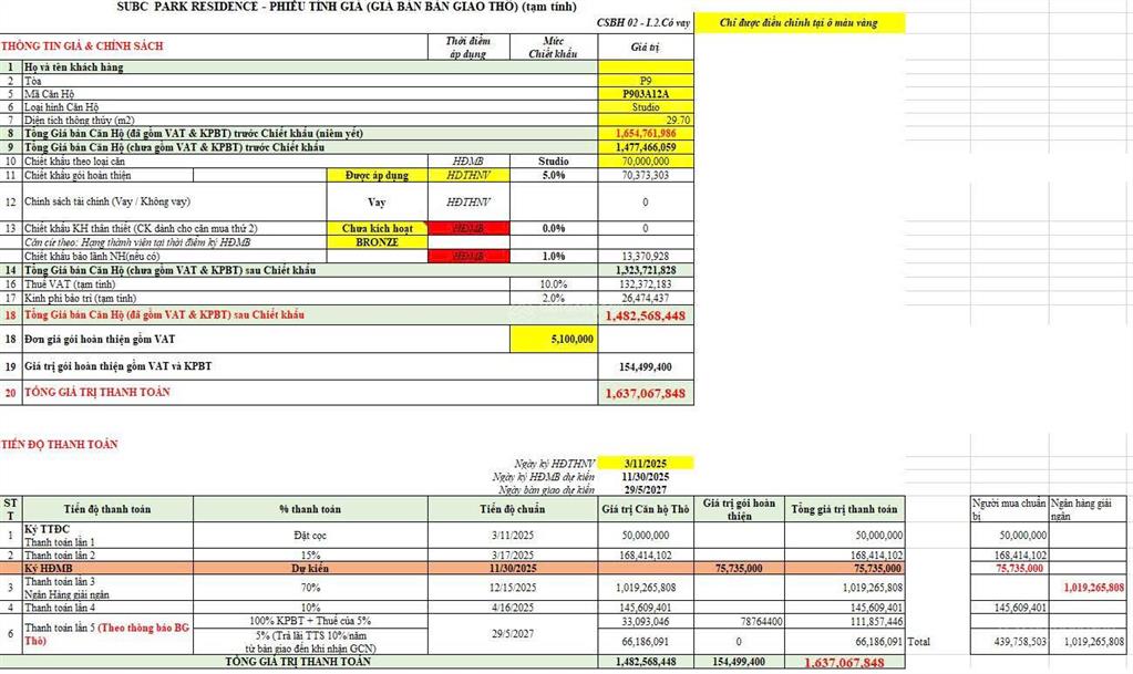 Chính chủ cần bán cắt lỗ gấp 2 căn studio đẹp nhất dự án p1003a