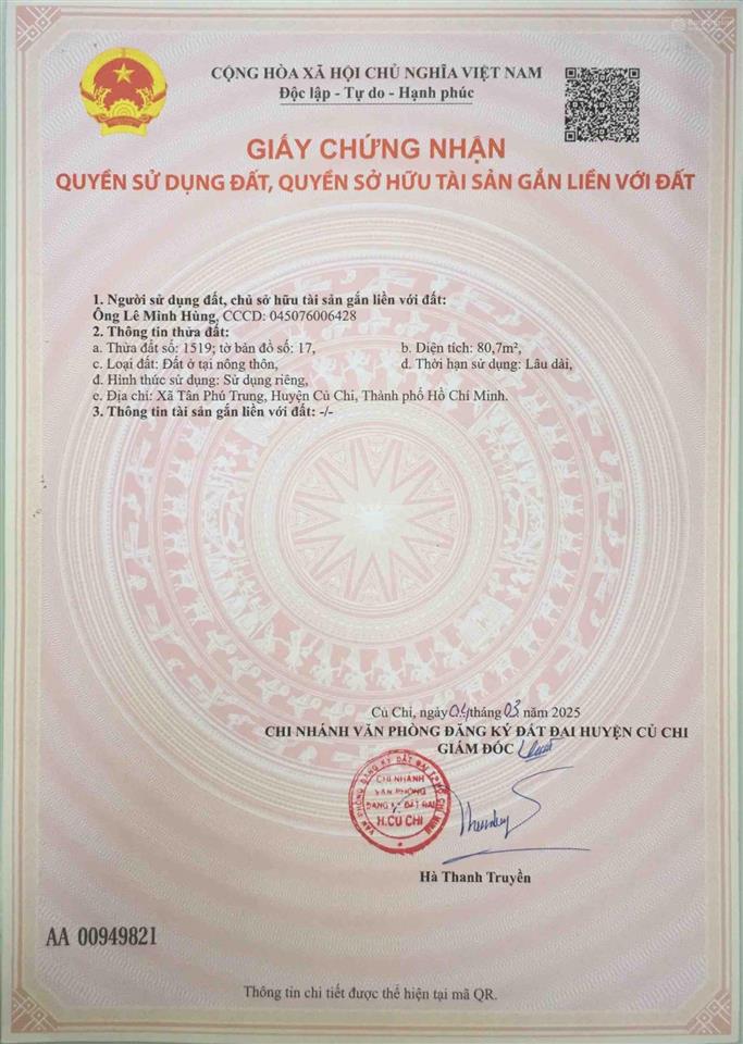 Em còn vài lô đất nền đường 89 củ chi 80m2 giá 2 tỷ có thương lượng
