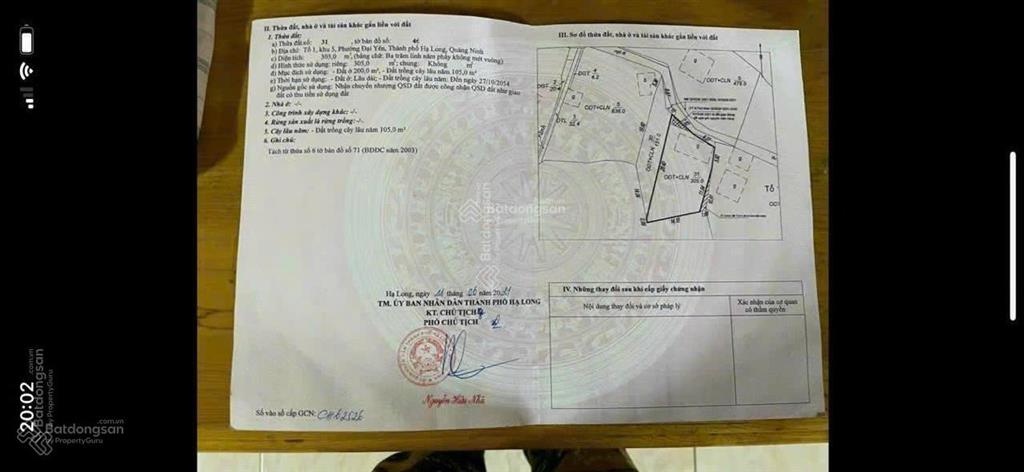 Chính chủ cần bán lô đất tại khu 5 đại yên, tuần châu (sát dự án hạ long xanh)