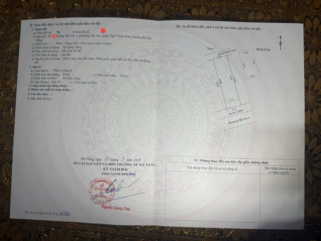 Nhà 90m2/12,5 tỷ,Đường Mỹ An 3,Sát Cầu Trần Thị Lý, Đà Nẵng, H:Nam