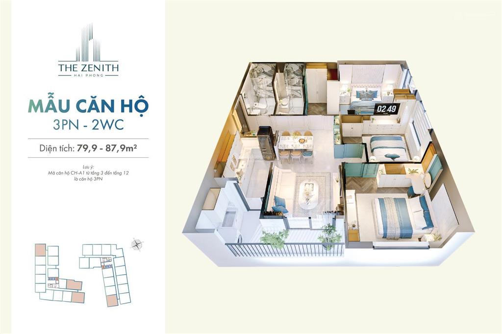 Bán căn hộ cao cấp 2 phòng ngủ tại phường kiến an