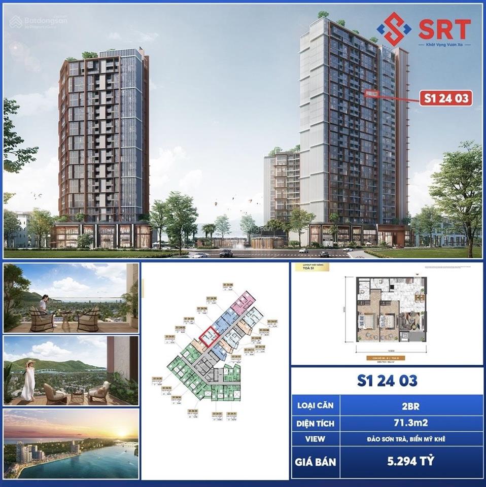 Bán cắt lỗ 300tr căn hộ 2pn tại symphony s1,dt 71,3m² giá 5,xtỷ,view biển,giá rẻ nhất thị trường đn