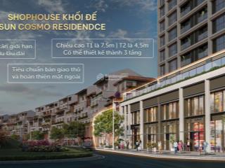 Mở bán shophouse khối đế 3 tầng, sun cosmo đà nẵng dt 100m2, nh hỗ trợ 70% từ 75 tr/m2, sổ lâu dài