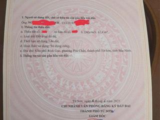 Chính chủ gửi bán lô đất vị trí đẹp tại rich gạo, phù chẩn, từ sơn