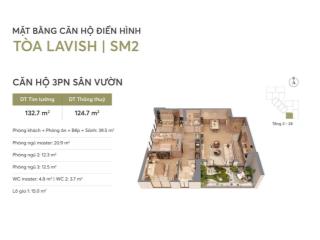 Giảm 2tỷ căn 3pn sân vườn vip nhất tòa sm2, chỉ hơn 70tr/m2 vô địch về giá, htls 36t