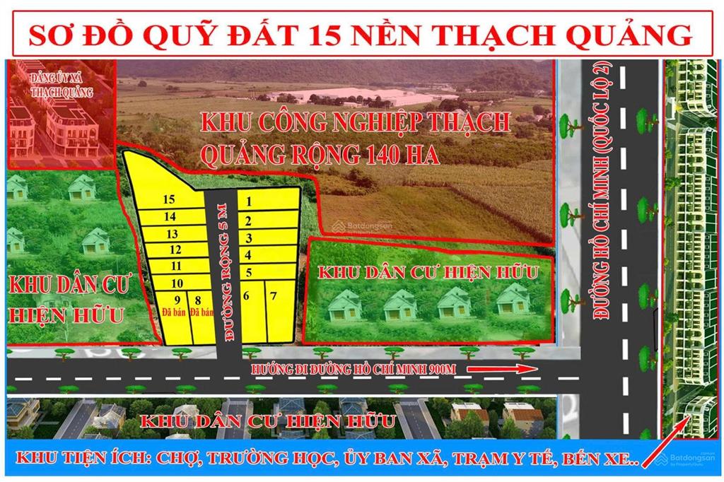 Bán đất thạch qảng vị trí đắc địa sát kcn, khu tiện ích diện tích 312,4m2 full thổ cư giá 395 triệu