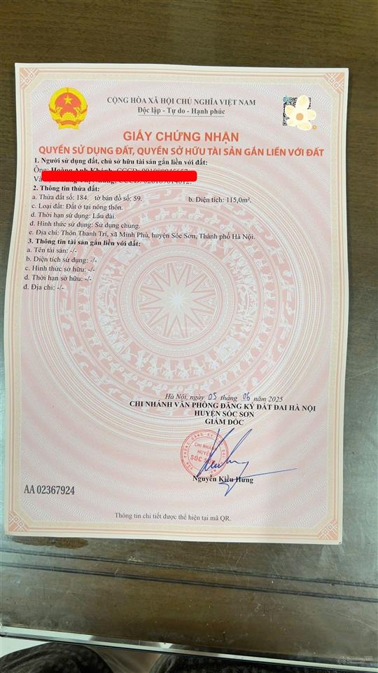 Bán lô đất hiếm 115m2 full cư  trục chính chợ thanh trí , kim anh , sóc sơn. chỉ 2.x tỷ