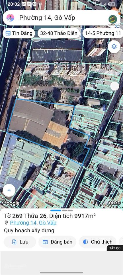 Bán lô đất mặt tiền phan huy ích  dt 51x138m cn 9123m2, nở hậu 62m giá 410 tỷ tl