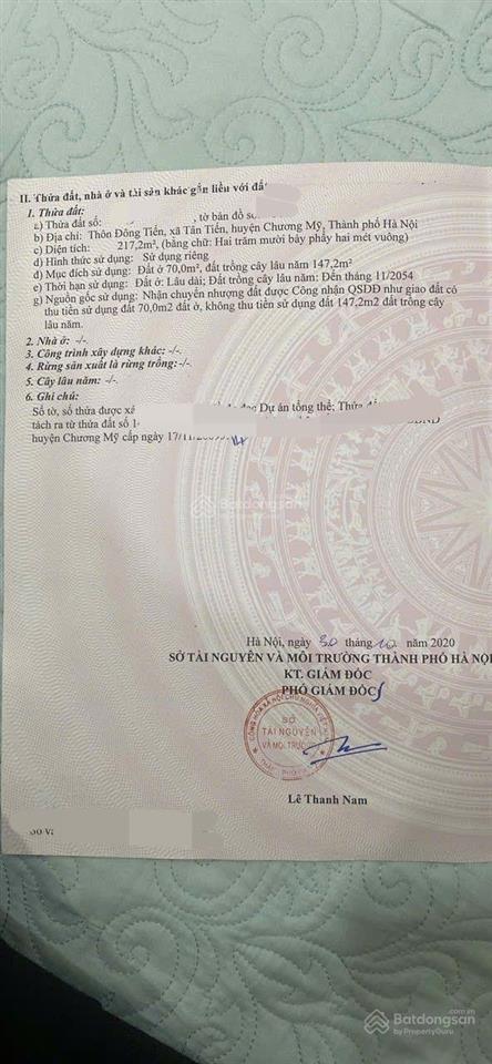 217m2 đông nam, ngay nam phương tiến, xuân mai. mt thực tế 6m, 70m2 tc. mặt đường ql21a