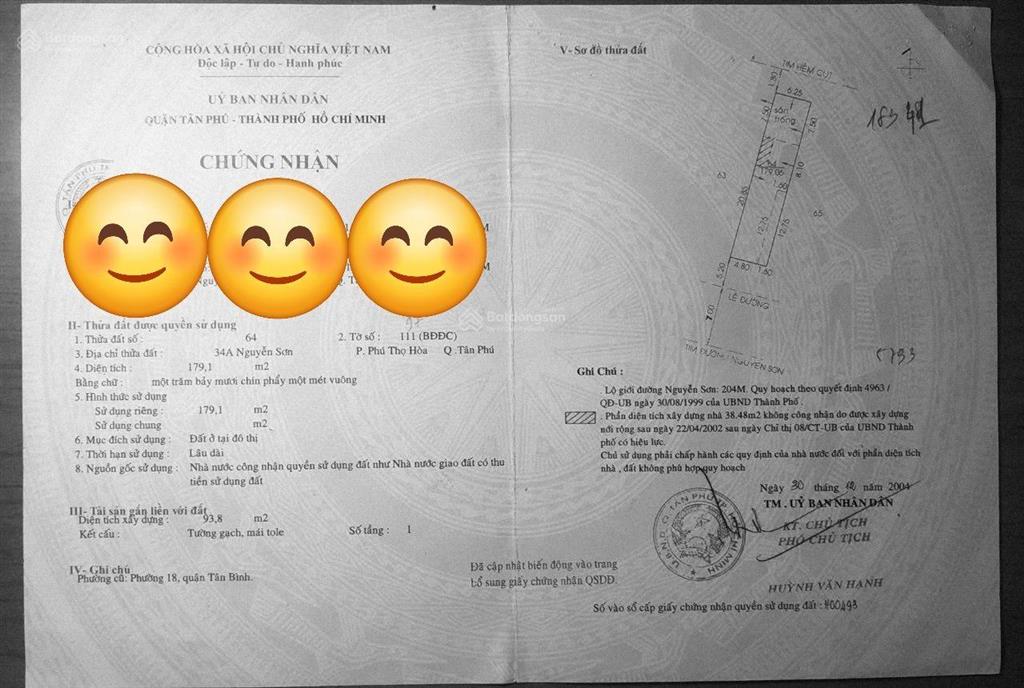 Bán nhà mặt phố tại nguyễn sơn, phú thọ hòa, tân phú, tp.hcm, 33 tỷ, 179m2