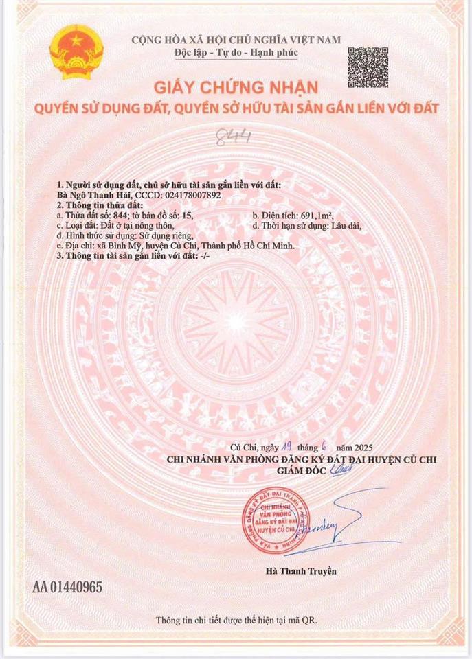 Gấp gấp cần bán lô đất full thổ cư xây dựng hoàng công cách đường hà duy phiên 100 m