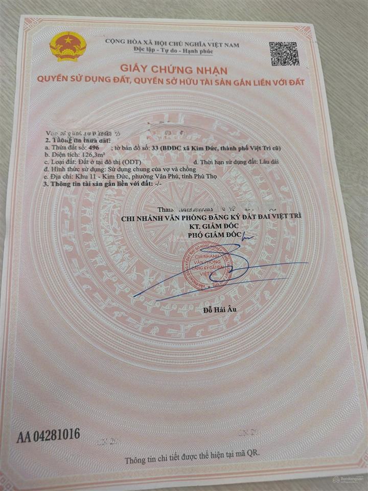 Đầu tư  chính chủ gửi bán lô đất đẹp khu 11 kim đức  việt trì