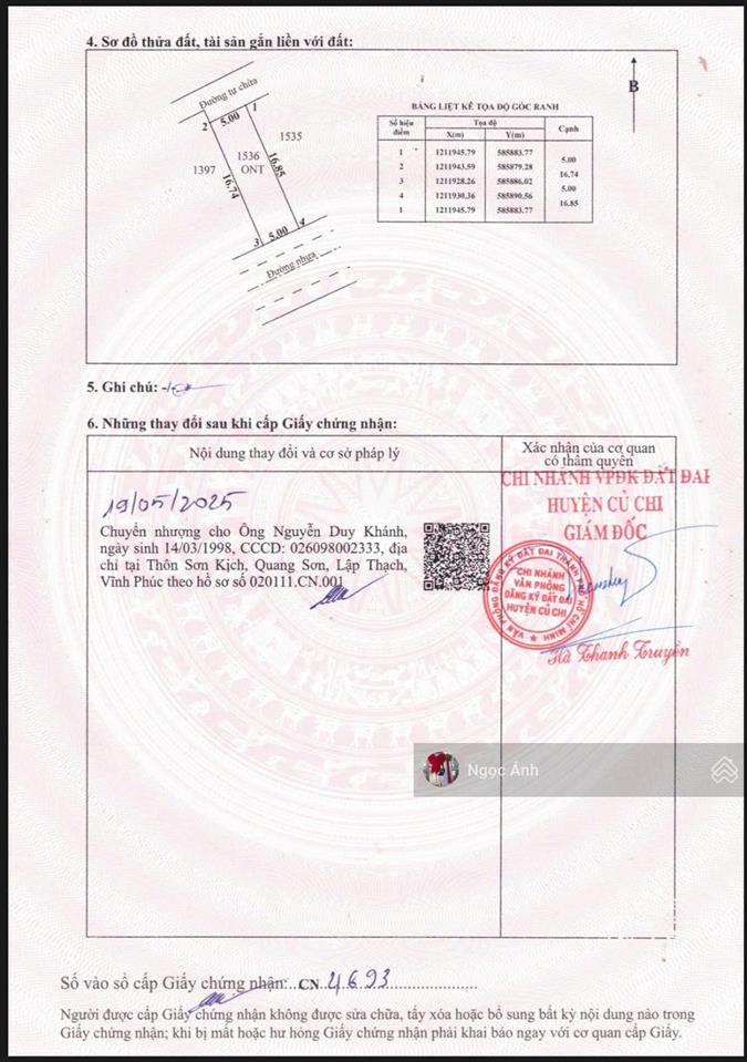 Còn duy nhất 1 lô 5x17m ngay xã tân phú trung, củ chi, shr, khu dân cư hiện hữu, giá 2,2tỷ