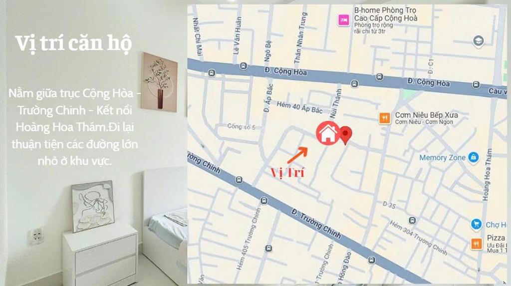 Phòng chuẩn không gian ở full nội thất thang máy gần sân bay chỉ 5 phút.