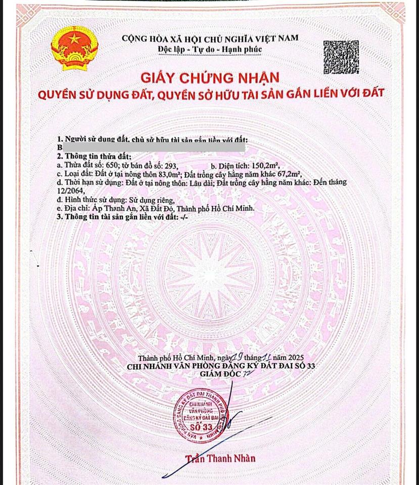 Chính chủ cần bán lô góc 2 mặt tiền xã láng dài, đất đỏ bà rịa