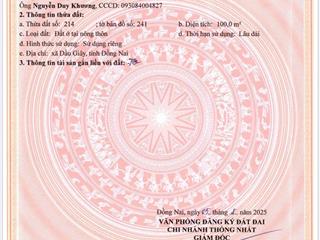 Đất sổ hồng 100m2, đường 10m, gần kề sân bay long thành