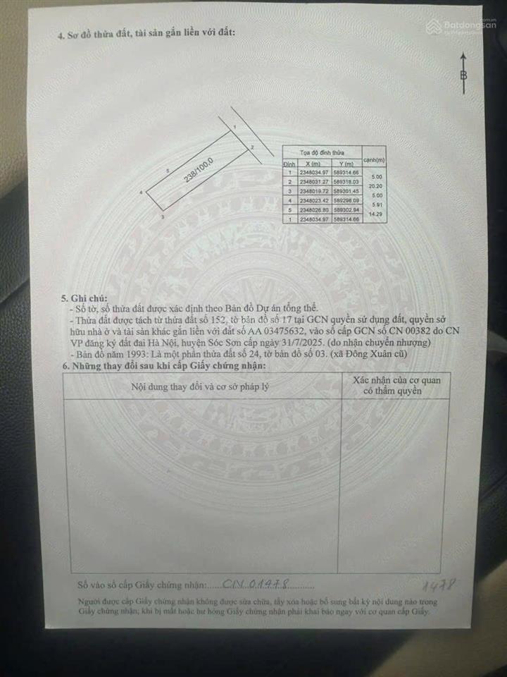 Bán đất tại đông xuân, 29 triệu / m2, 100 m2, pháp lý đầy đủ