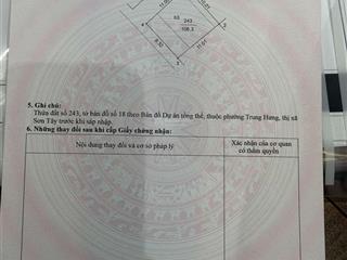 Bán căn góc 106.3m2 nở hậu, 10 tỷ, sổ đỏ, đối diện vườn hoa kv1 hud sơn tây