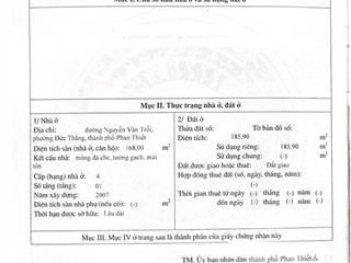 Bán nhà phố nguyễn văn trỗi, đức thắng, phan thiết, bình thuận, 185,9 m2