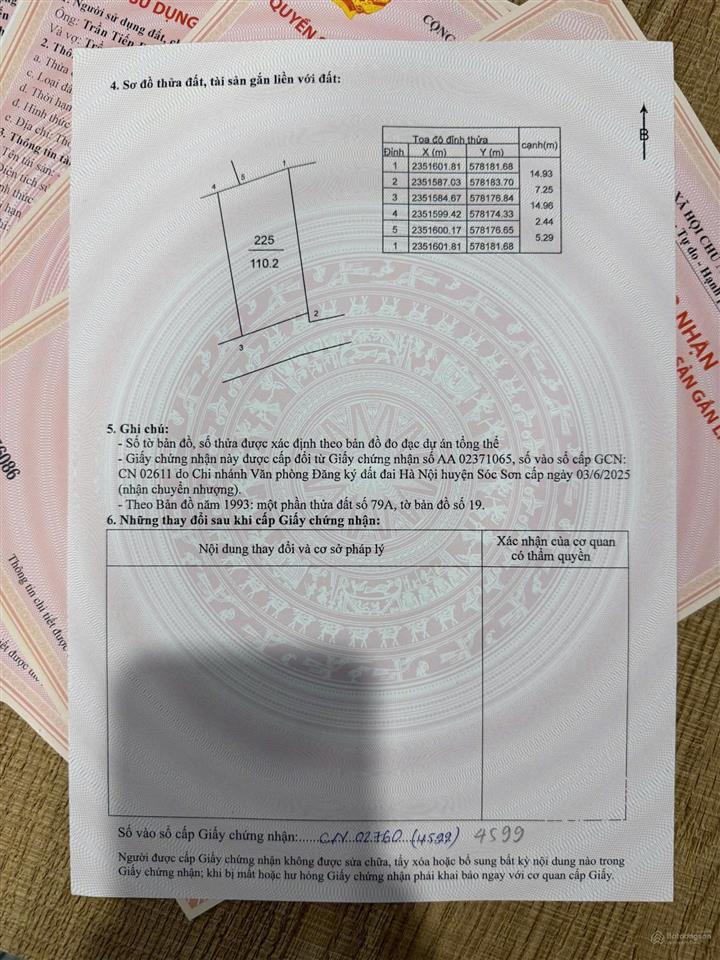 Chính chủ đăng bán 110m2 đất thắng hữu, minh trí